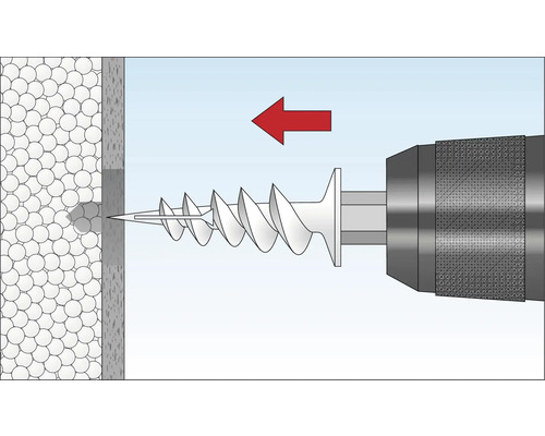 Illustration einer Schraube, die in eine Wand gedreht wird