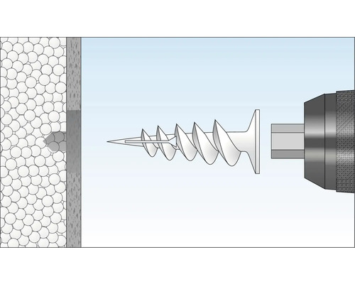 Bohrbild einer Schraube in einer Wand