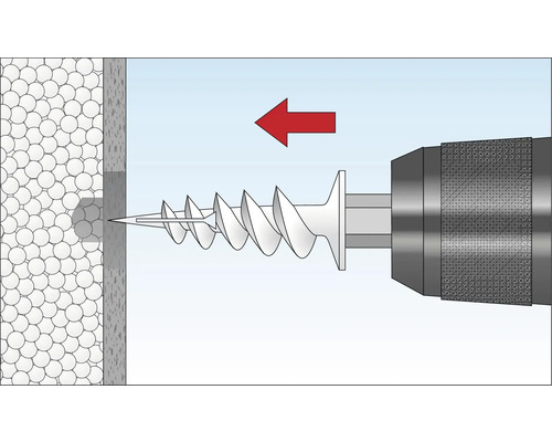 Bohrmaschine schraubt eine Schraube in eine Wand