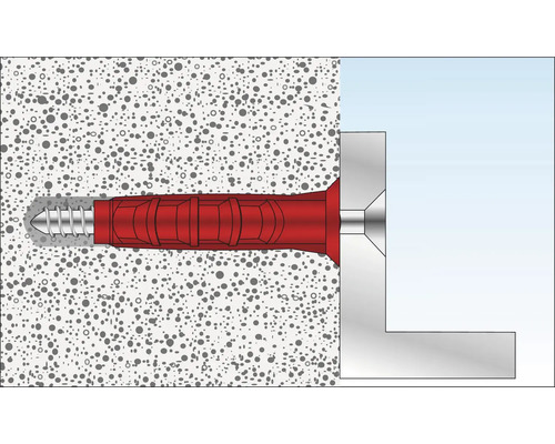 Illustration einer Schraube mit Dübel in einer Betonwand.