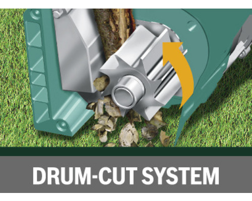 Walzenhäcksler-System in Aktion mit Holz und Häckselgut