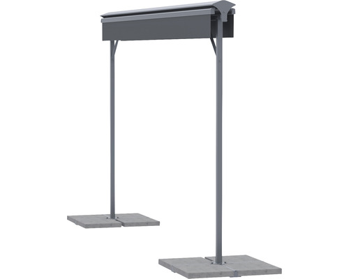 Freistehende Raucherkabine aus Metall auf Betonplatten