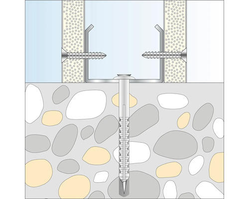 Befestigung einer Unterkonstruktion mit Schrauben und Dübeln im Mauerwerk