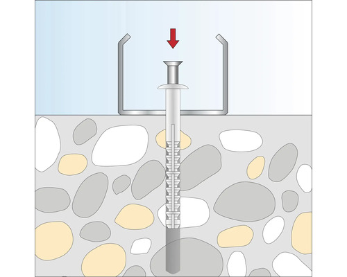 Illustration einer Dübelbefestigung in einer Wand