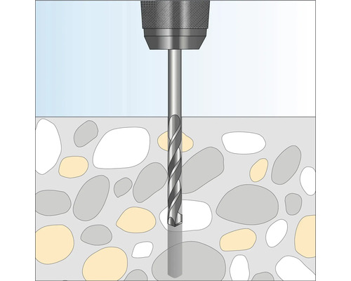 Illustration einer Bohrmaschine beim Bohren in Steinmaterial