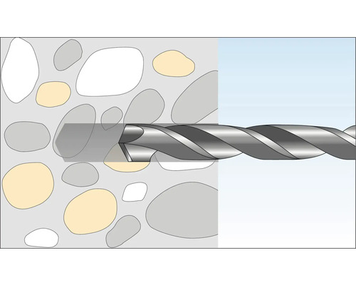 Darstellung eines Bohrers im Einsatz an einer Steinwand.