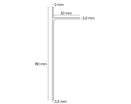 Technische Zeichnung eines Hutprofils mit Maßangaben