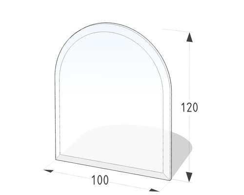 Funkenschutzplatte Lienbacher Glas halbrund 100x120 cm mit Fase