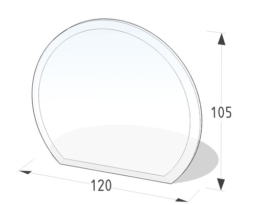 Funkenschutzplatte Lienbacher Glas rund 120x105 cm mit Fase