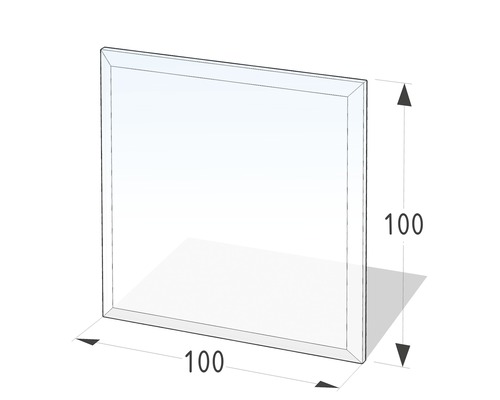 Funkenschutzplatte Lienbacher Glas 4-eckig 100x100 cm mit Fase