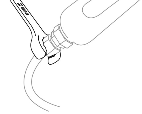 Illustration eines Schraubenschlüssels, der eine Armatur befestigt