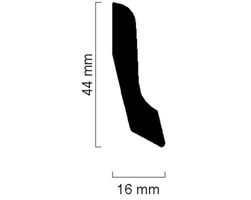 Profilleiste mit den Maßen 44 mm Höhe und 16 mm Breite.