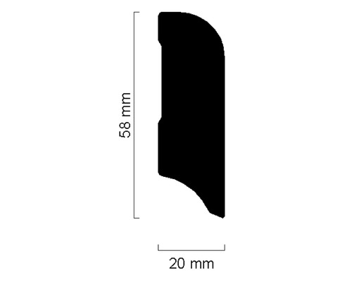 Profilleiste mit den Maßen 58 mm x 20 mm