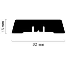 Profilquerschnitt mit Maßangaben 16 mm und 62 mm