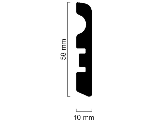 Profilleiste mit Abmessungen 58 mm und 10 mm