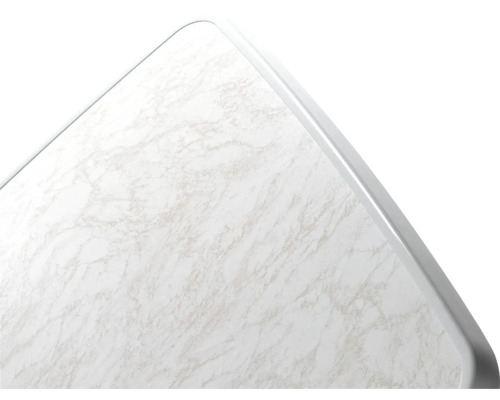 Detailansicht einer Tischplatte mit Marmoroptik