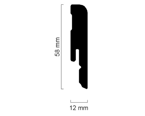 Profilleiste mit den Maßen 58 mm Höhe und 12 mm Breite