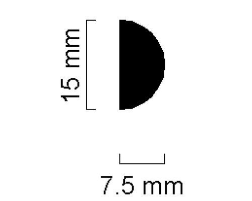 Halbrundprofil mit den Maßen 15 mm mal 7,5 mm