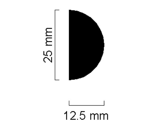 Abmessungsprofil mit 25 Millimeter Höhe und 12,5 Millimeter Breite