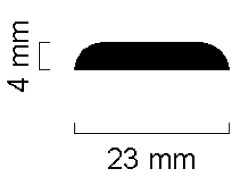 Profil mit den Maßen 4 mm Höhe und 23 mm Breite