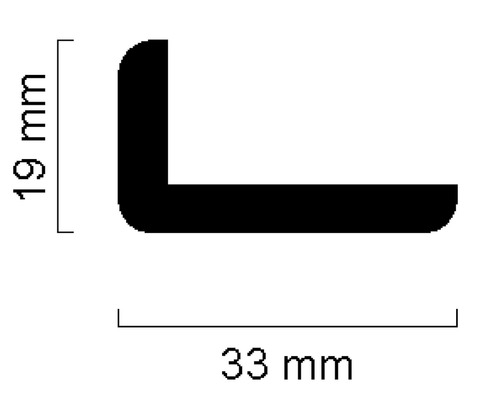 Abmessungen eines Winkelprofils: 19 mm x 33 mm
