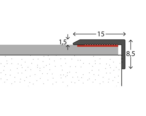 Illustration eines Treppenkantenprofils mit Maßangaben