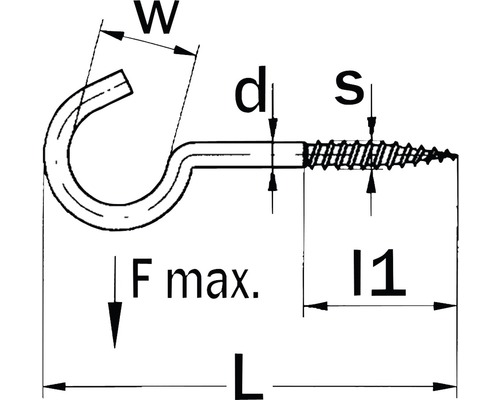 Technische Zeichnung eines Hakens