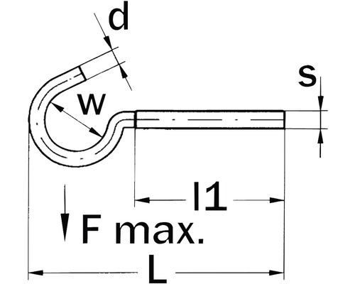 Technische Zeichnung eines Drahtbügels mit Maßangaben