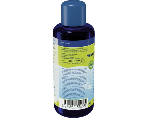Wasseraufbereiter für Aquarien in einer blauen Flasche