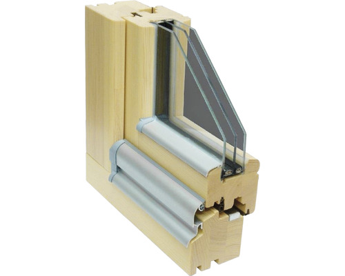 Fensterprofil aus Holz mit Dreifachverglasung