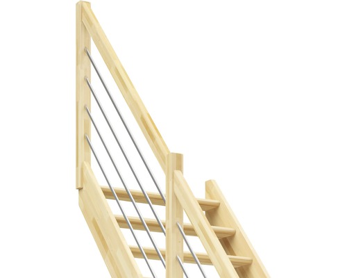Holztreppe mit Edelstahlgeländer