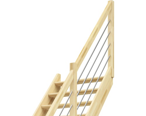 Holztreppe mit Edelstahlgeländer