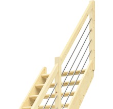 Holztreppe mit Edelstahlgeländer