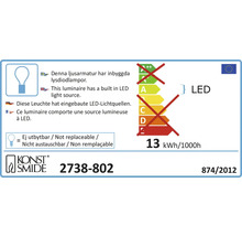 Energielabel mit Informationen zur LED-Leuchte und zum Hersteller Konstsmide