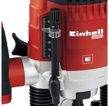 Detailansicht einer Einhell Oberfräse mit Tiefeneinstellung und Einhell Home Logo