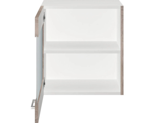 Offener weißer Hängeschrank mit zwei Regalböden