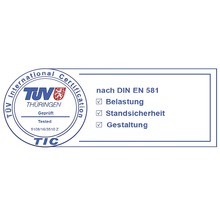 TÜV Thüringen International Certification Siegel: Geprüfte Belastung, Standsicherheit und Gestaltung nach DIN EN 581