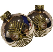 Zwei Christbaumkugeln mit Dekor