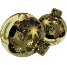 Zwei Christbaumkugeln mit Sternmotiven