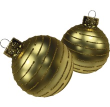 Zwei Weihnachtskugeln mit Streifenmuster