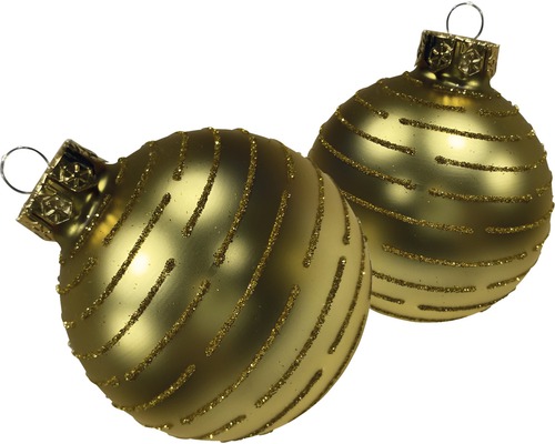 Zwei Weihnachtskugeln mit Streifenmuster