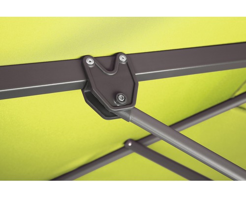 Detailansicht einer Schirmbefestigung mit Schrauben