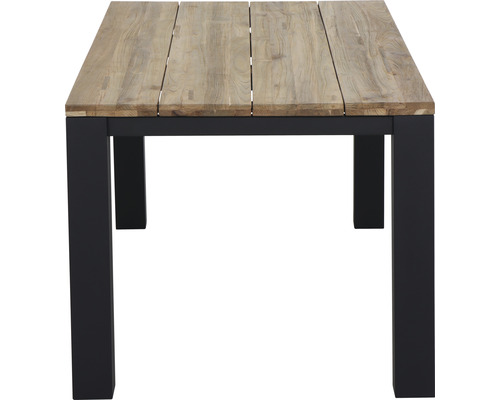 Gartentisch mit Holzplatte und Metallgestell