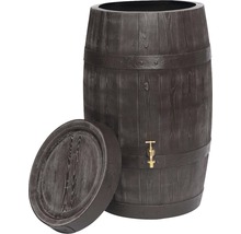 Regentonne in Holzfassoptik mit Deckel und Wasserhahn