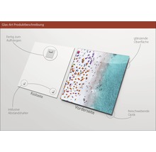 Glasbild mit Strandmotiv, inklusive Aufhängevorrichtung und Abstandshalter