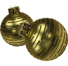 Zwei Christbaumkugeln mit Dekor