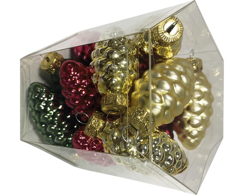 Kiefernzapfenförmiger Christbaumschmuck in transparenter Verpackung