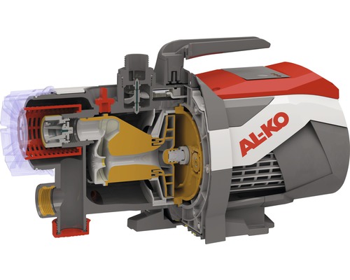 Querschnitt einer AL-KO Gartenpumpe zur Darstellung der inneren Mechanik