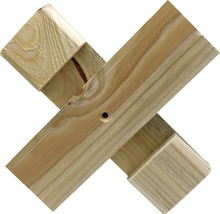 Holzuntergestell in Kreuzform mit Bohrloch