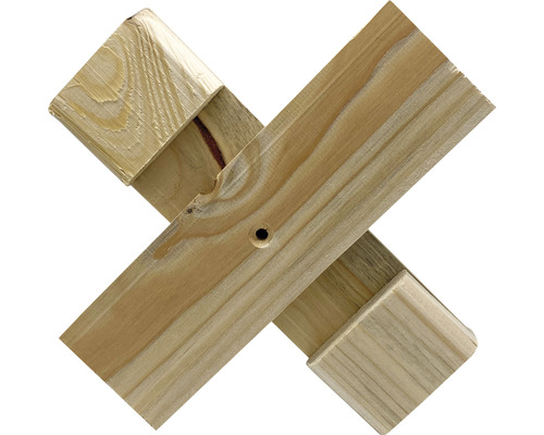 Holzuntergestell in Kreuzform mit Bohrloch